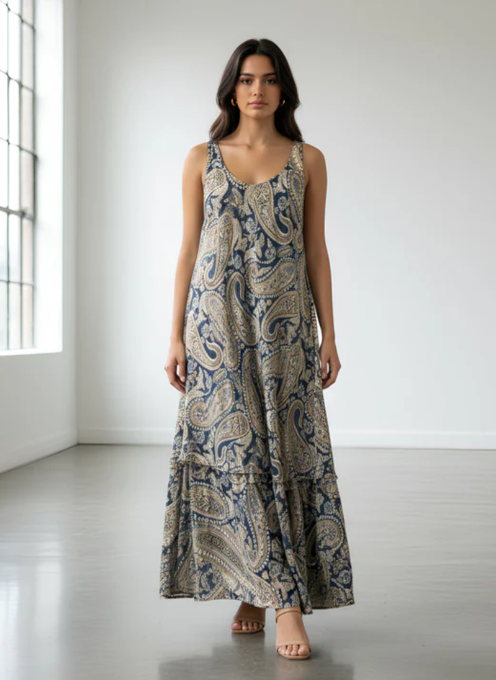 BELLA BOHEMIAN DOUBLE LAYER MAXI DRESS