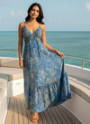 FLORA BLUE FLORAL PRINTED MAXI DRESS