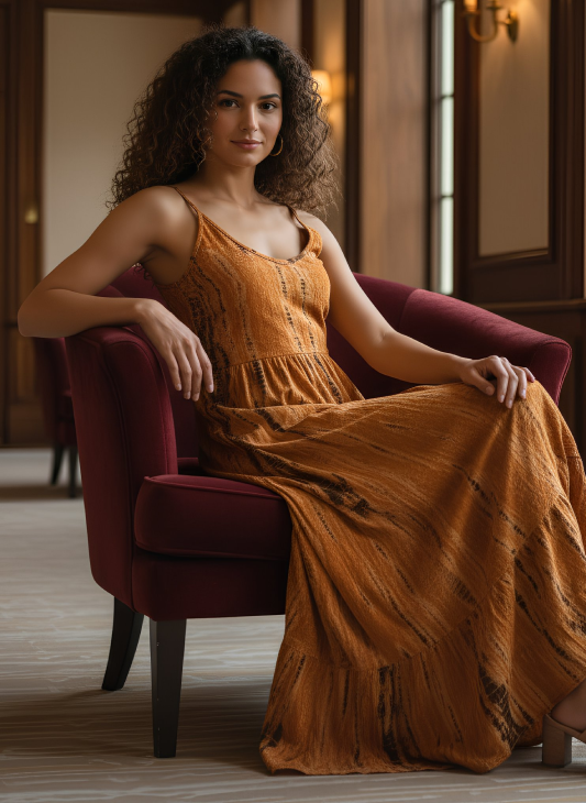 Rosie Orange Mix Paisley-Print Maxi Dress