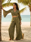 HAILEY LIME PRINTED WRAP TOP & TROUSER SET