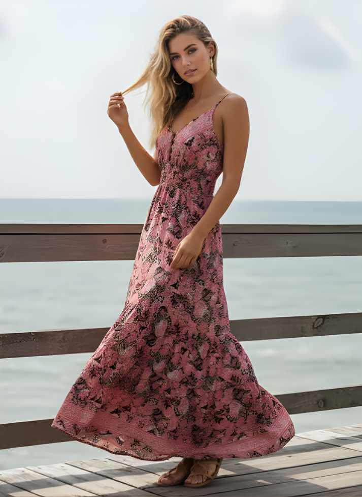 V-Neck Maxi Dress with Adjustable Straps