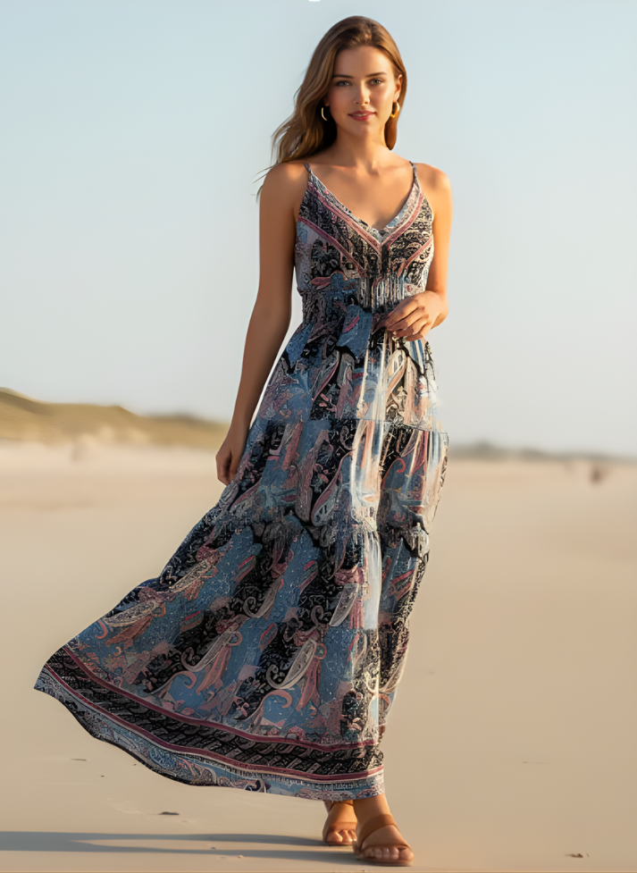 V-Neck Maxi Dress with Adjustable Straps
