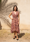 Hi-Lo Expandable Under-Bust Ribbed Paisley Dress
