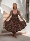 Boho Paisley Print V-Neck Midi Dress