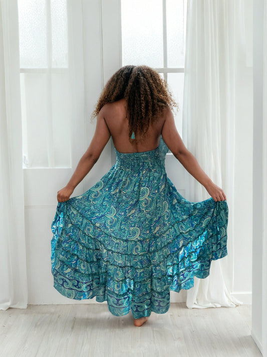 LUCY HIGH-LOW HALTERNECK DRESS