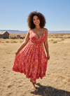 Coral Bohemian Paisley Midi Dress