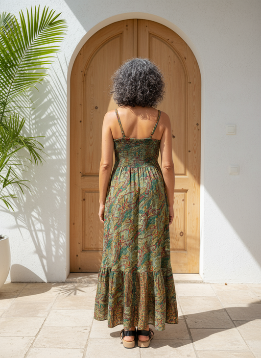 Boho V-Neck Empire Maxi Dress