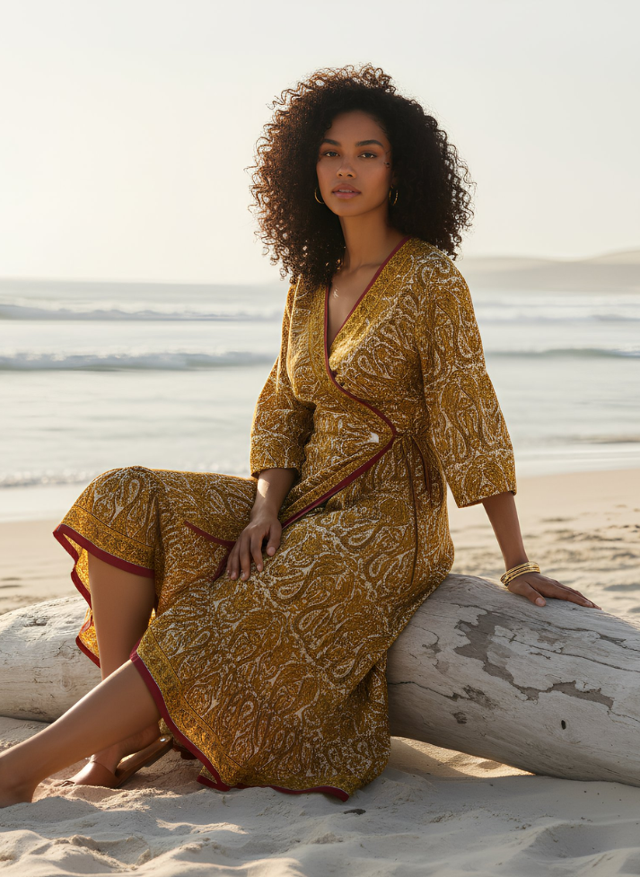 JENN WRAP AROUND YELLOW DRESS