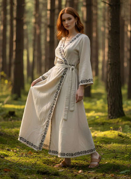 ASH IVORY COLOR LONG SLEEVED WRAP DRESS