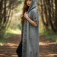 ASH SAGE-COLOR LONG HOODED KIMONO