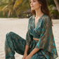 HAILEY BLUE JADE PRINTED WRAP TOP & TROUSER SET