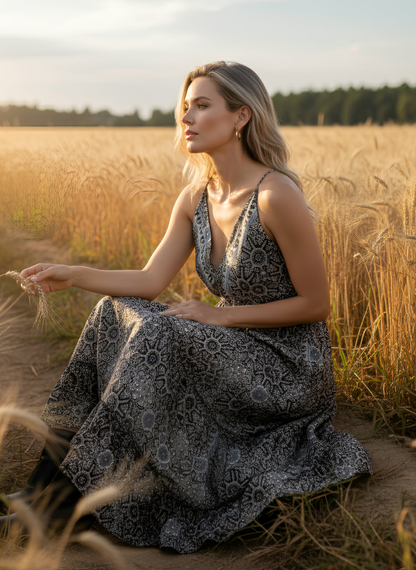 HALTER NECK DRAW STRING BACK DRESS IN BLACK PINK GREY COLOR