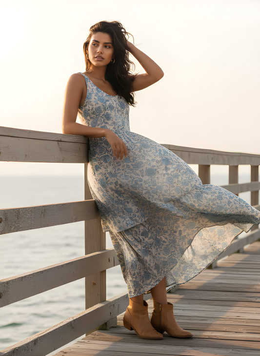 BELLA BOHEMIAN DOUBLE LAYER MAXI DRESS
