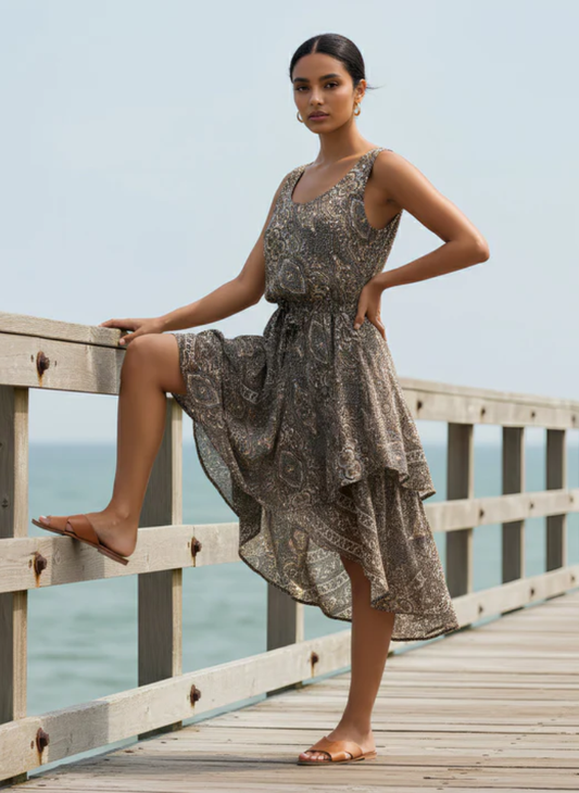 BELLA BOHEMIAN DOUBLE LAYER MAXI DRESS