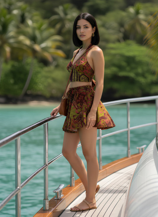 EMMA BIKINI TOP AND SHORTS SET PINK BURGUNDY