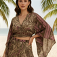 HAILEY PINK-GREEN GOLDEN PRINTED WRAP TOP & TROUSER SET