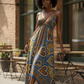 ALAYA BLUE MULTI HANKY HEM MAXI DRESS
