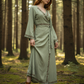 ASH SAGE COLOR LONG SLEEVED WRAP DRESS