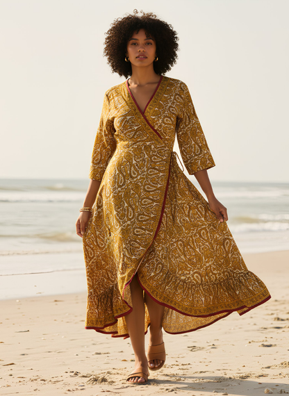 JENN WRAP AROUND YELLOW DRESS