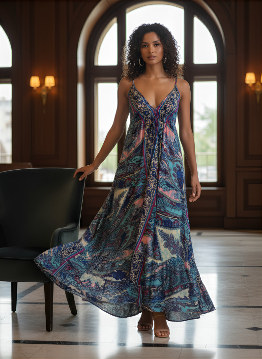 ROSIE Mix Paisley-Print Maxi Dress