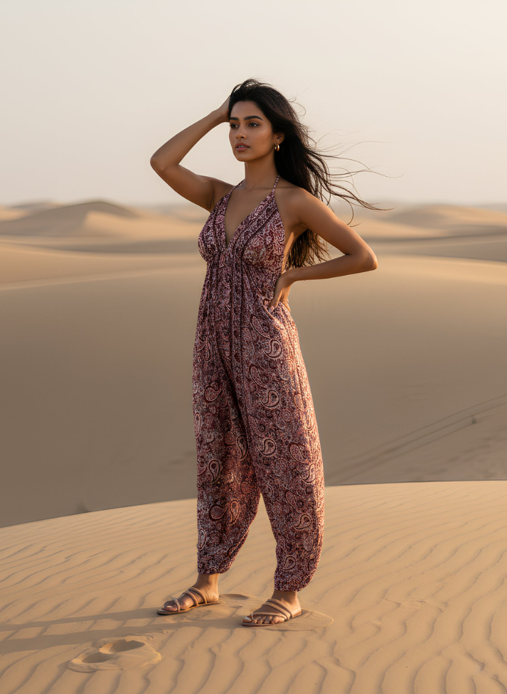 LAYLA BOHO HAREM JUMPSUIT – PINK BLUSH