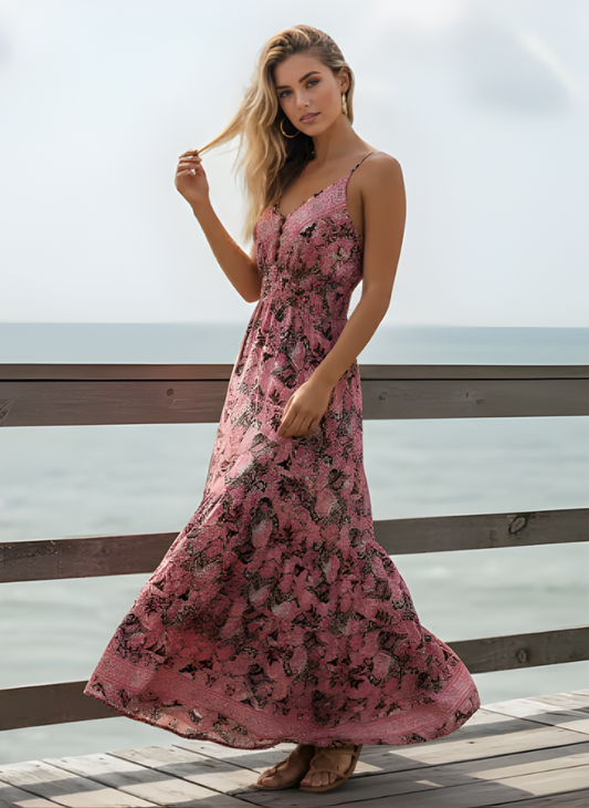 V-Neck Maxi Dress with Adjustable Straps