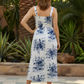 CLARA MAXI ELASTICATED BODICE DRESS- BLUE- WHITE
