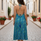 Bohemian Blue Green Paisley Maxi Dress