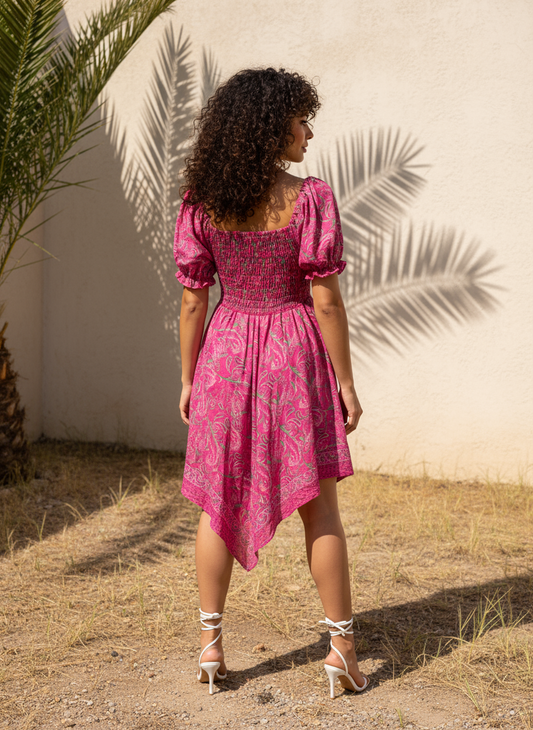 Bliss Structured Ruffle Short Sleeve Hanky Dress