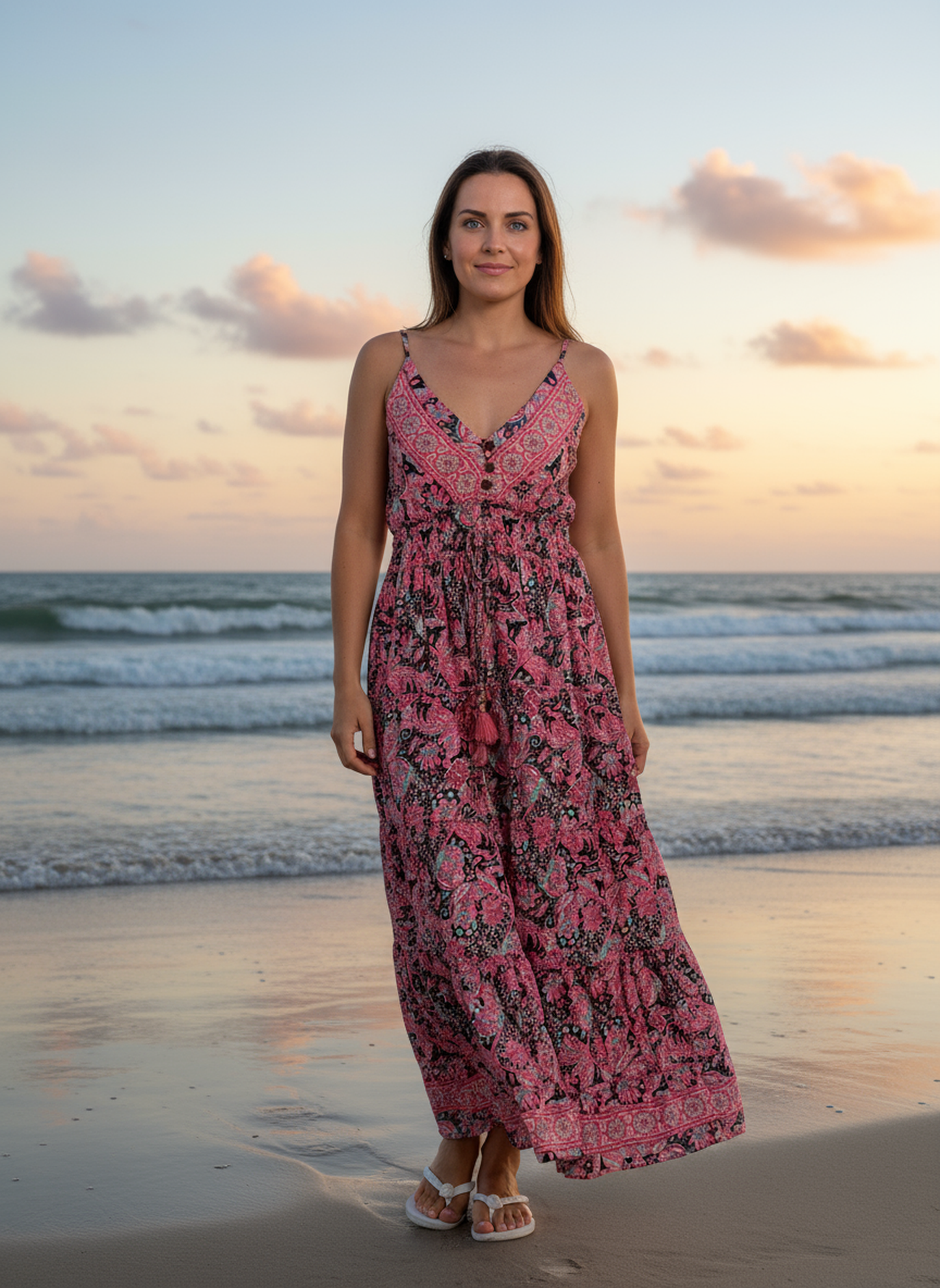 V-Neck Maxi Dress with Adjustable Straps