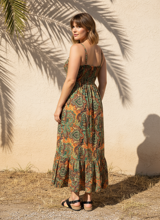 Boho V-Neck Empire Maxi Dress