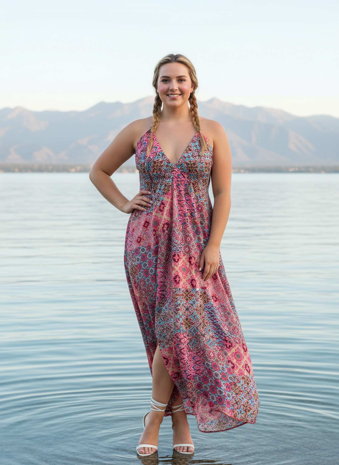 Bohemian Pink Mix Paisley Maxi Dress